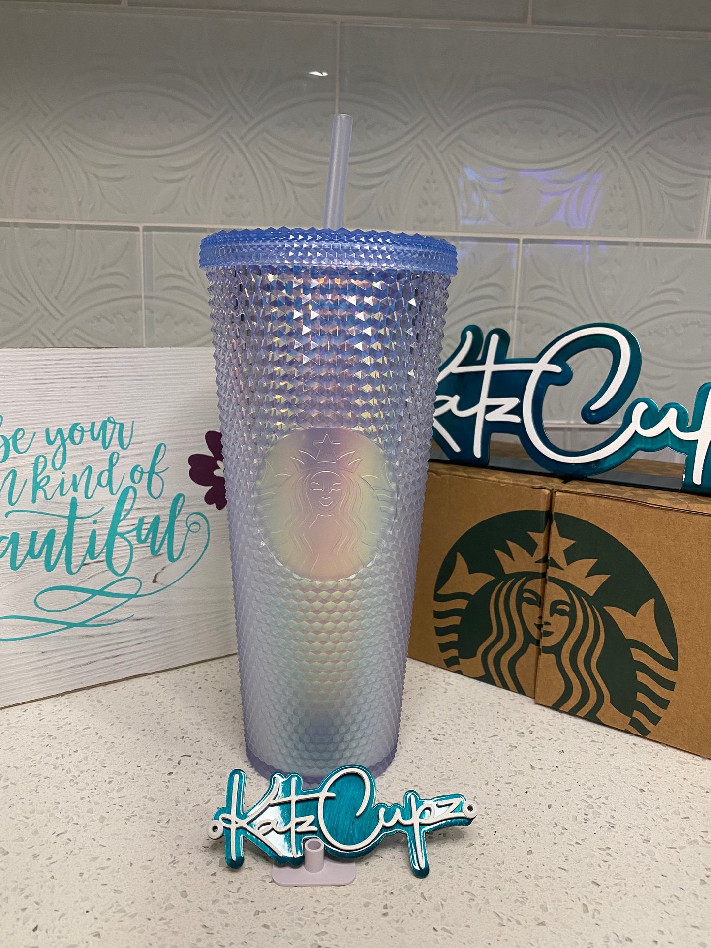 Starbucks Gradient Color/Touch Icy Blue Bling Studded Tumbler, China