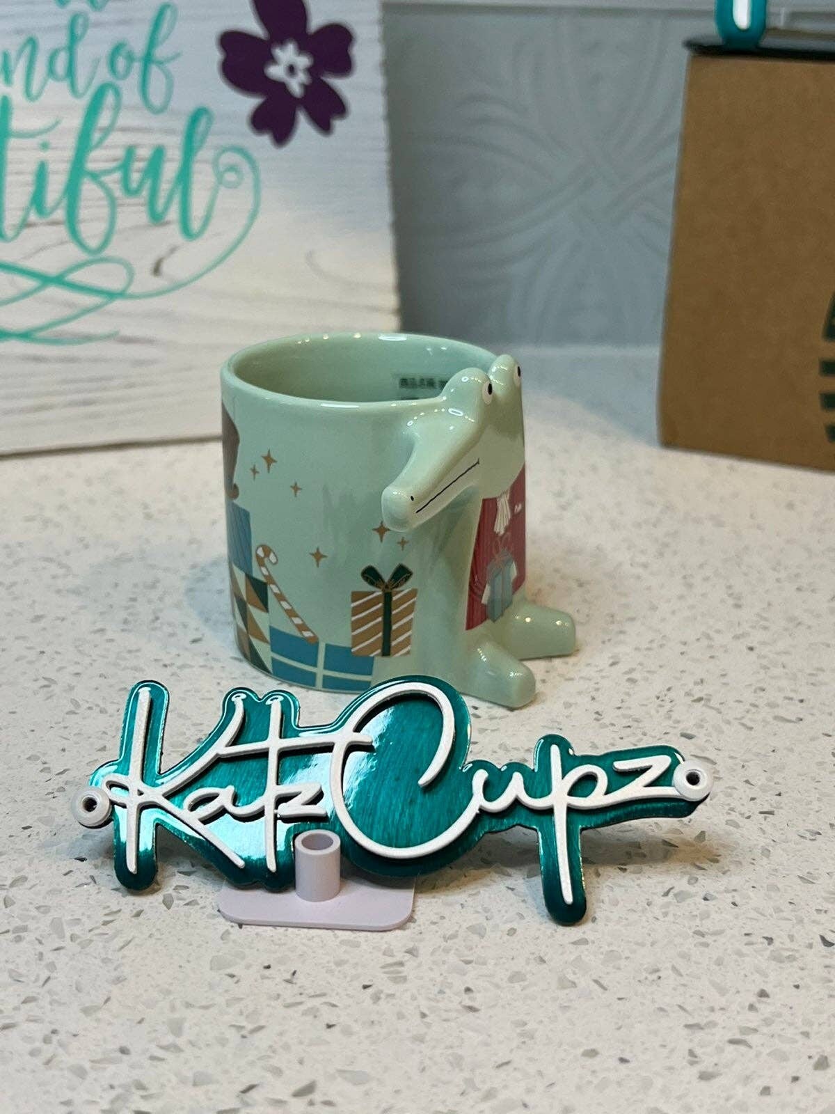 Starbucks Green Alligator w/Christmas Presents Demi Mug, Taiwan