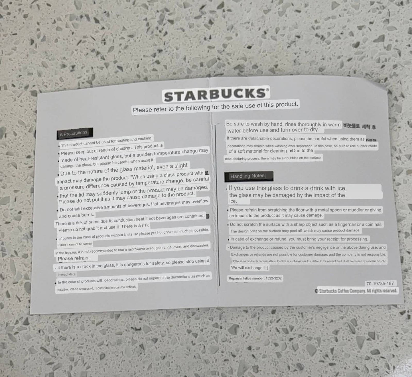 Starbucks Clear Blue Ombre Glass Pitcher/Tea Pot/Kettle 24oz,Korea HEAT TOLERANT