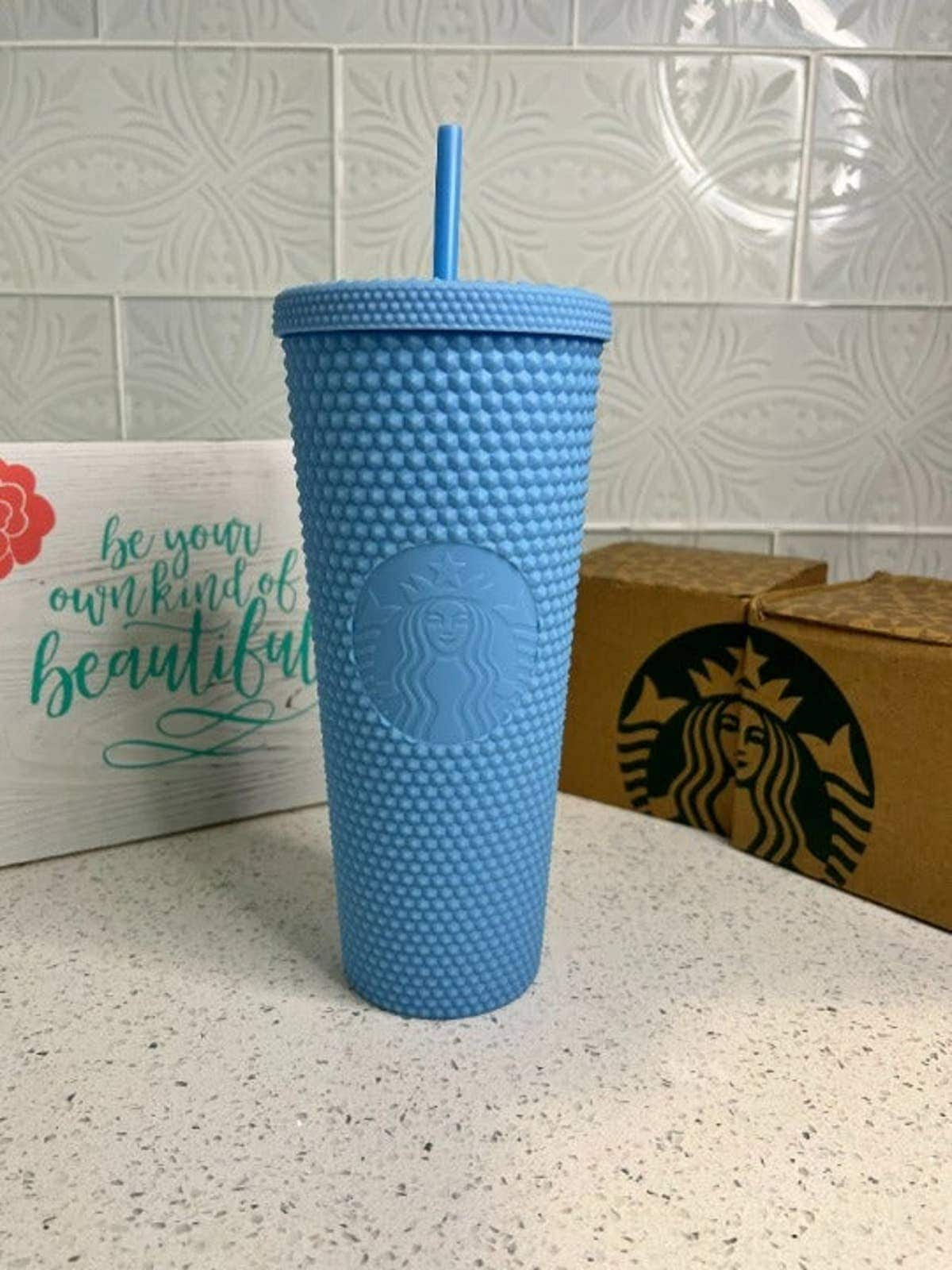 Starbucks top Matte Sky Blue Studded Tumbler, Thailand