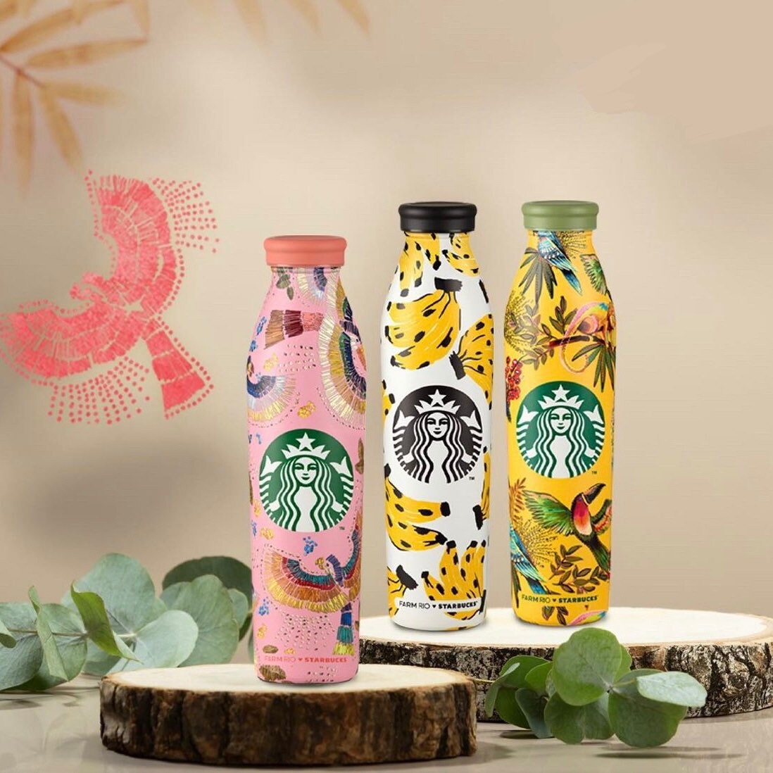 Starbucks + Farm Rio Stainless Steel 20oz Water Bottles, Indonesia 2022