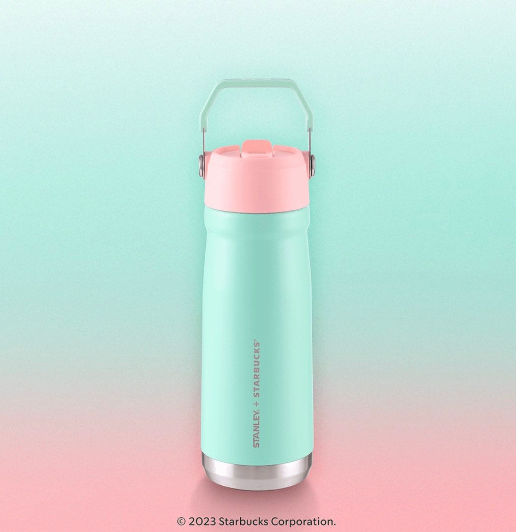 Starbucks Stanley Pastel Two-Toned Turquoise-Pink Flip Top SS Water Bottle, Thailand Exclusive