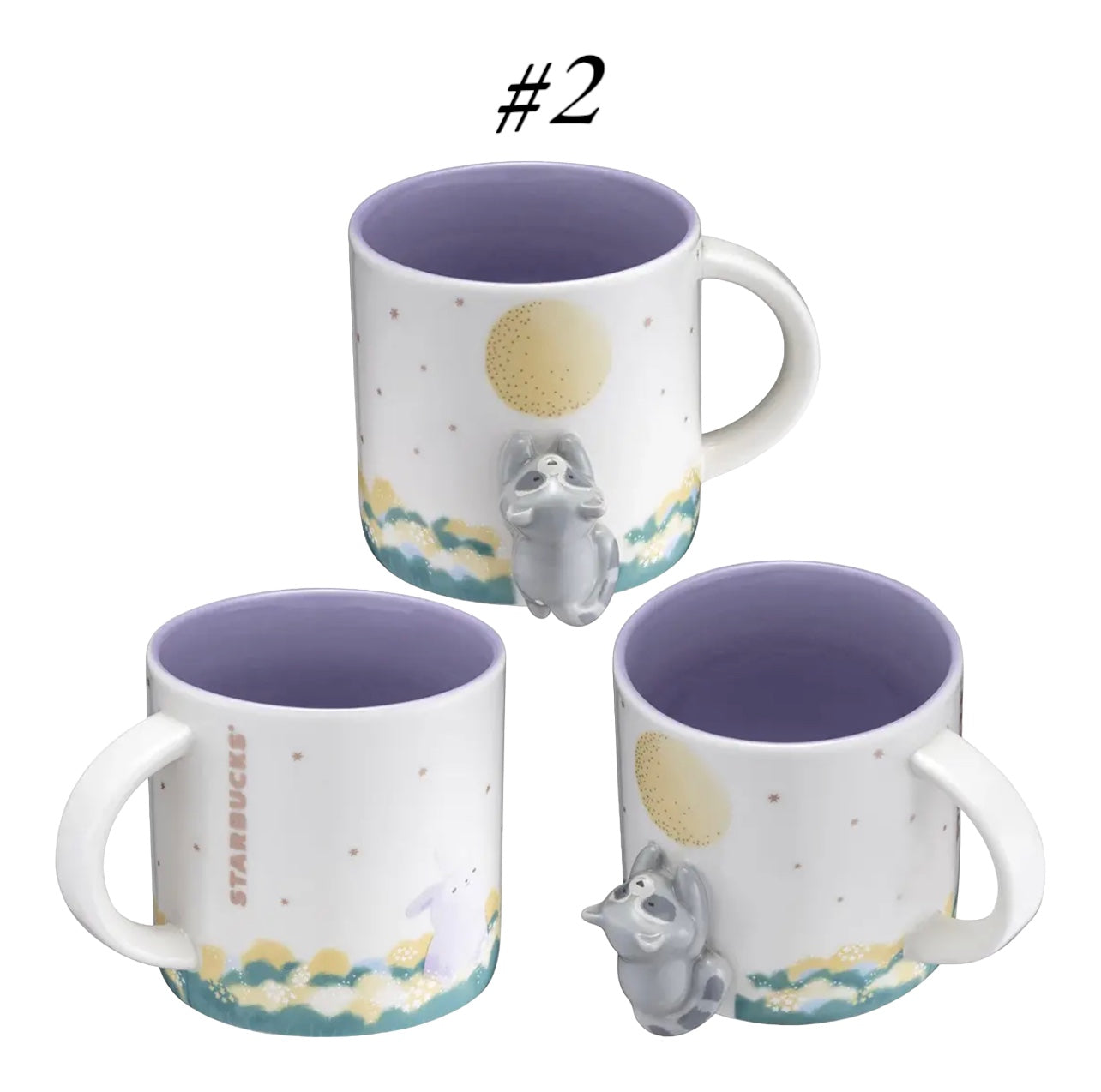 Hotsell Starbucks Bunny & Racoon Climbing on Yellow Moon Mug, 12oz - Taiwan