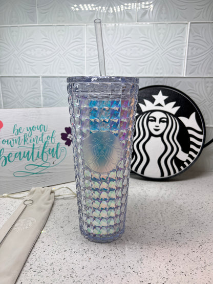 Starbucks Anniversary Ocean Diamond Glitter Studded Direct Drink & Curved Straw Tumbler, 24oz