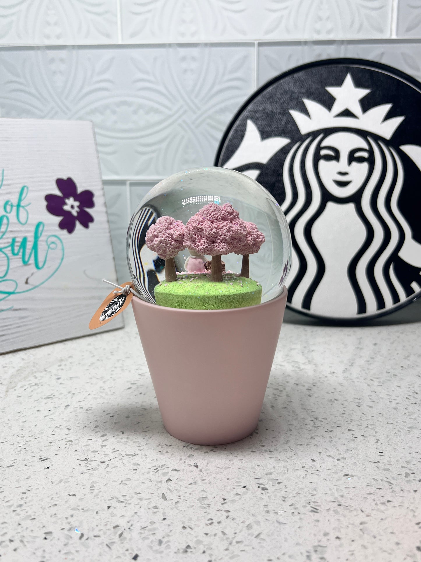 Starbucks Sakura Cherry Blossom Tree & Bearista Snow Globe