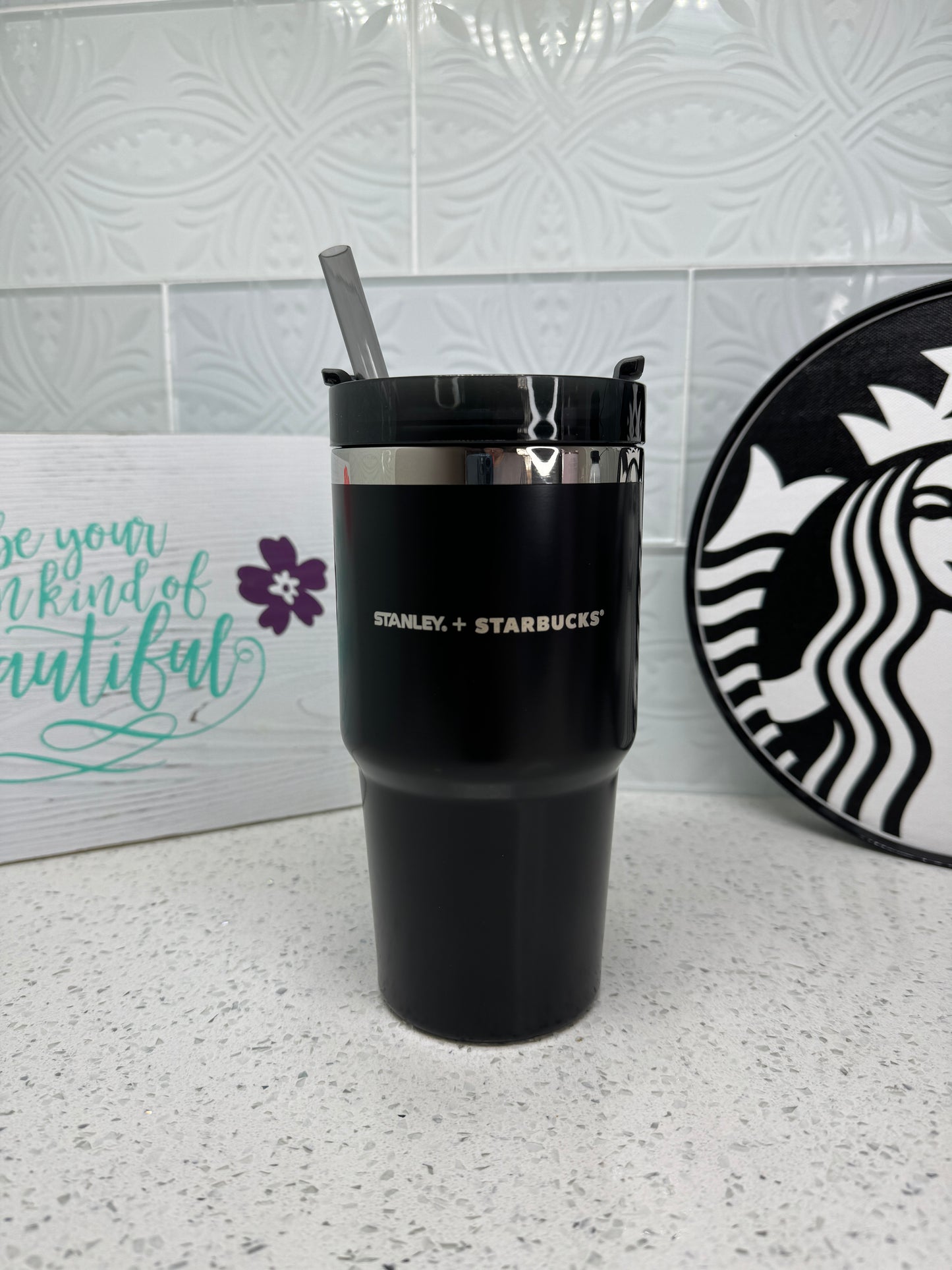 Starbucks + Stanley Gloss Black Stainless Steel Quencher Tumbler, 20oz