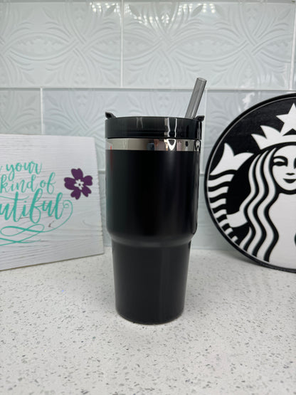 Starbucks + Stanley Gloss Black Stainless Steel Quencher Tumbler, 20oz