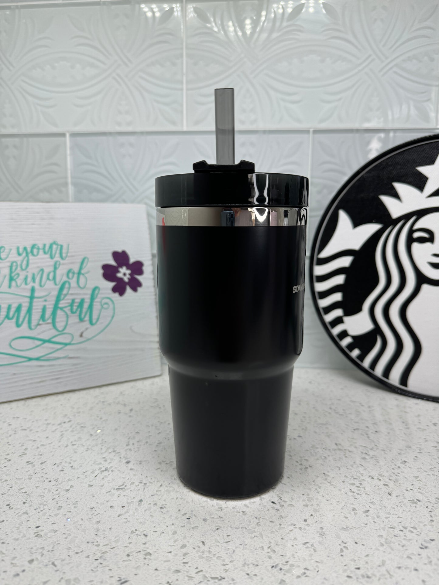 Starbucks + Stanley Gloss Black Stainless Steel Quencher Tumbler, 20oz