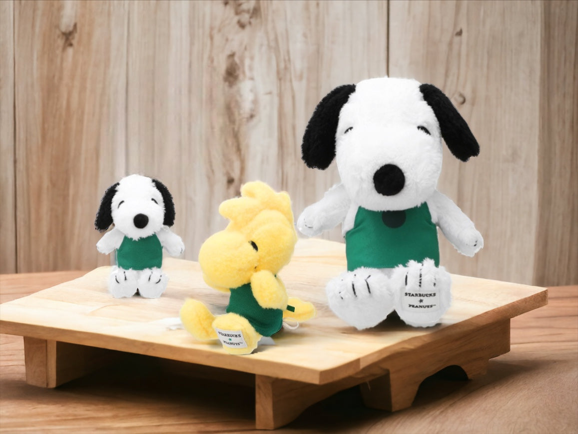 Starbucks & Peanuts Snoopy & Woodstock Stuffed Animals & Keychain