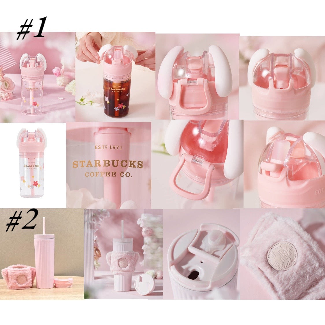 2023 Starbucks Glass Cup 13oz Tumbler Coffee Cup Pink Sakura +