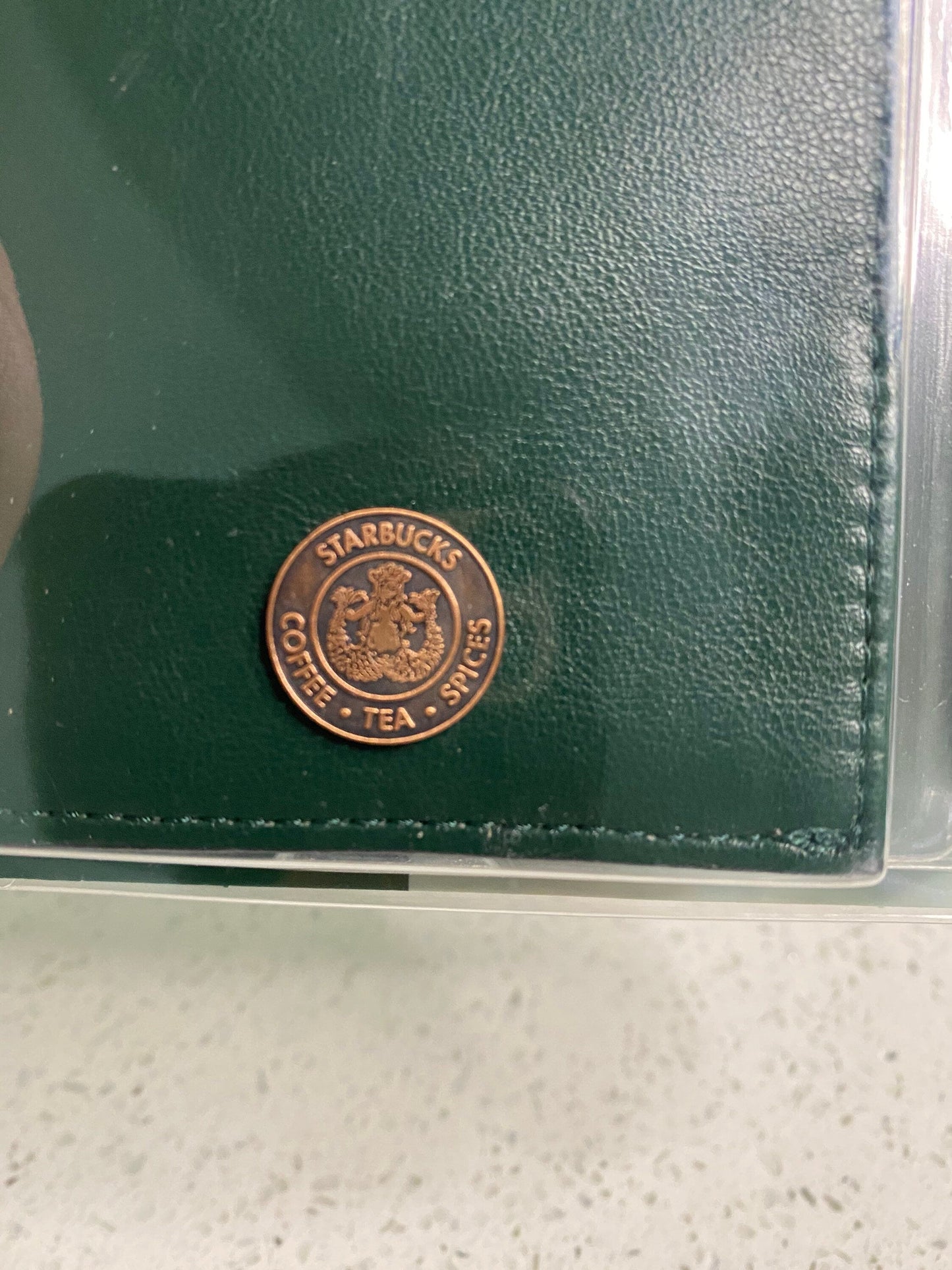 Starbucks Leather Retro Bronze Emblem Lanyard w/Coin Zipper Pocket, Gift Card Holder - GC Not Included