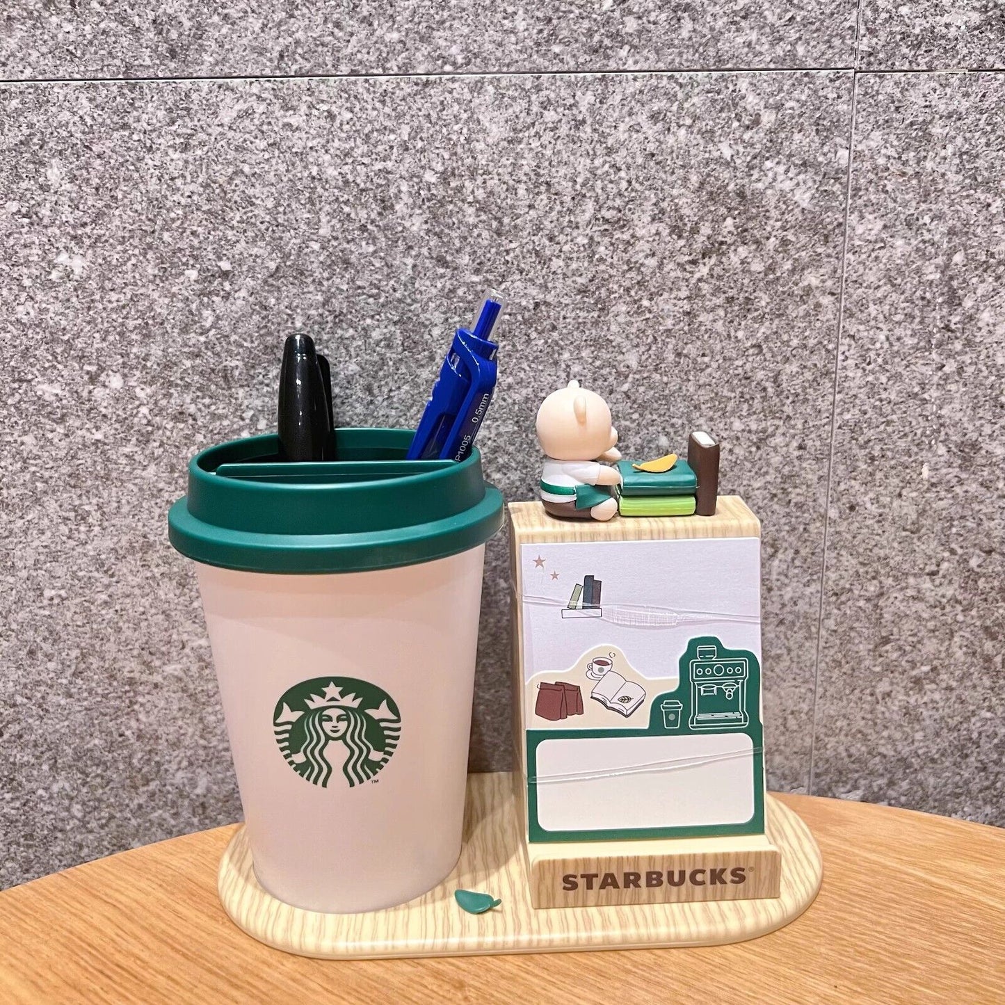 Starbucks Bearista & Starbucks Cup Phone/Memo Pen Holder Desk Organizer