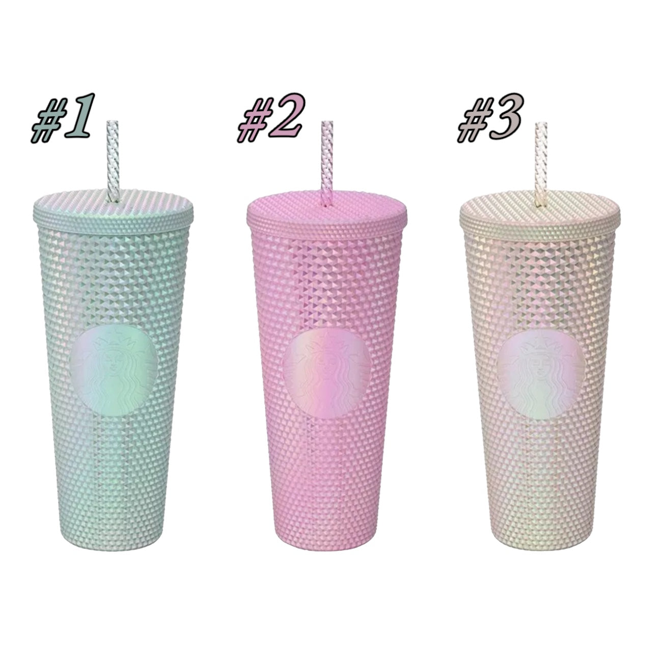 Starbucks Iridescent Mirror Studded Bling Tumbler Collection