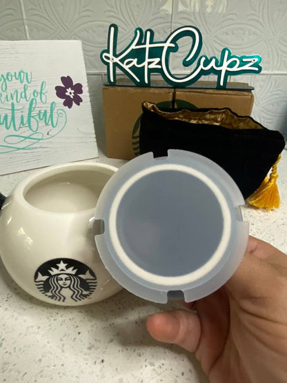 Starbucks Black/White Tea Pot w/Velvet Sleeve