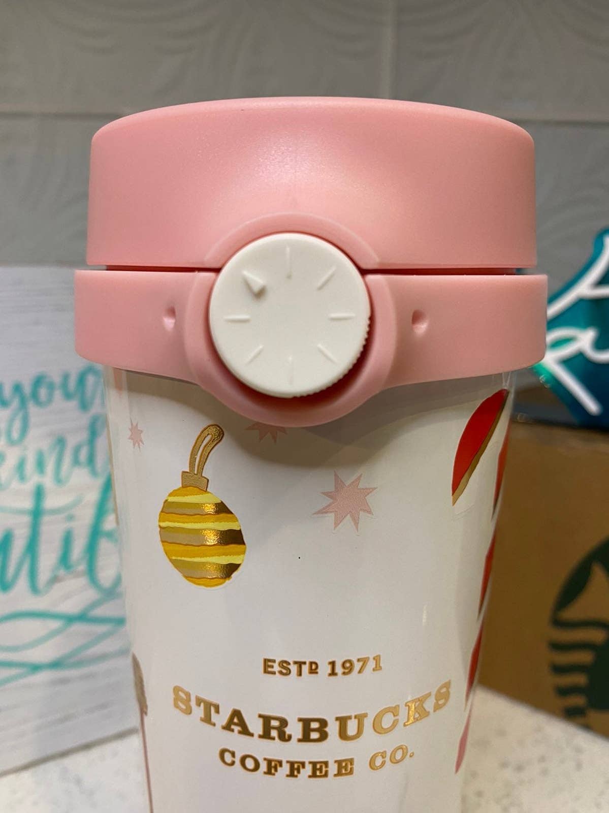 Starbucks Locking Christmas Pink Happy Party Stainless Steel Tumbler, China