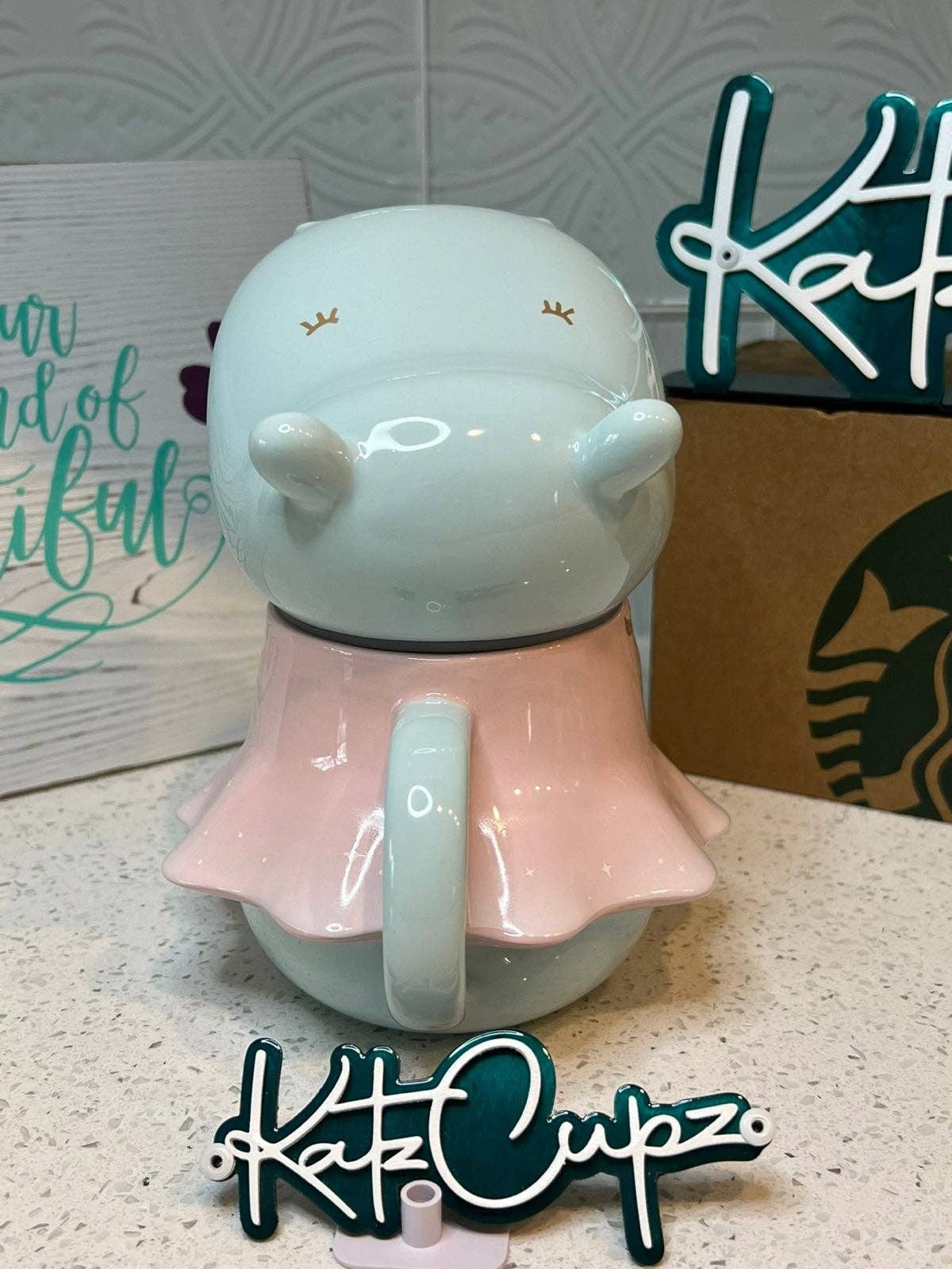 HTF! Starbucks 2021 Taiwan Hippo outlet Ballerina in Pretty Pink Dress with Head Topper