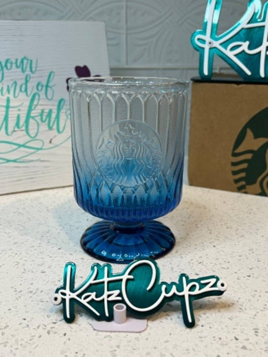 Starbucks Clear/Blue Gradient Stemmed Decorative Glass, Taiwan