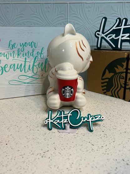 Starbucks Winking White Tiger w/SB Red Cup Piggy Bank, Taiwan