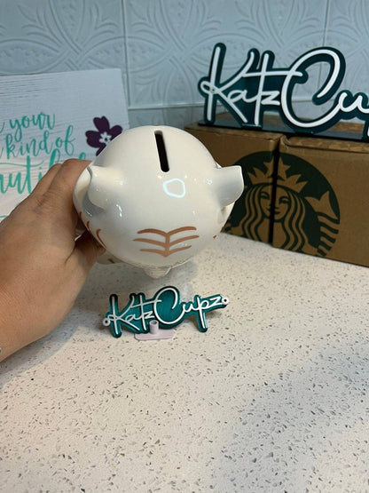 Starbucks Winking White Tiger w/SB Red Cup Piggy Bank, Taiwan