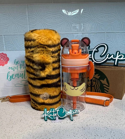 Starbucks Happy Tiger Contigo Snack Straw Cup w/Fuzzy Tiger Bag, China