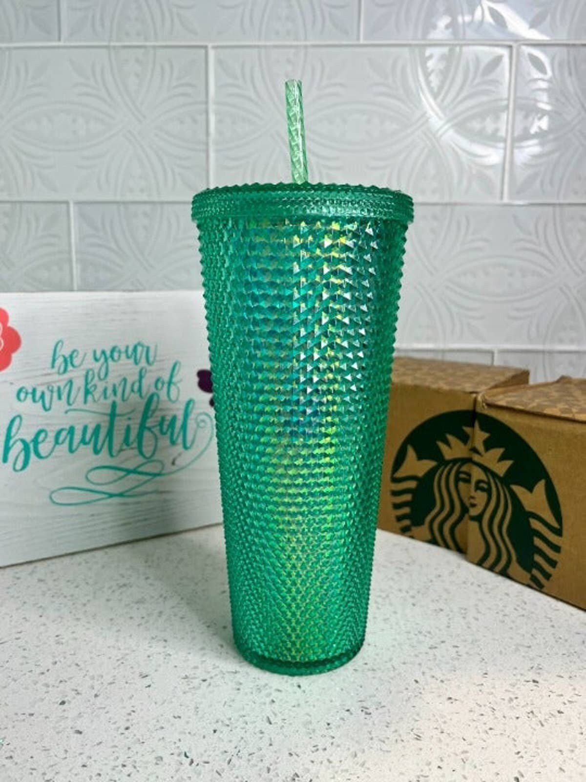 Starbucks Green Bling Studded Tumbler, 24oz, Thailand – Katz Cupz
