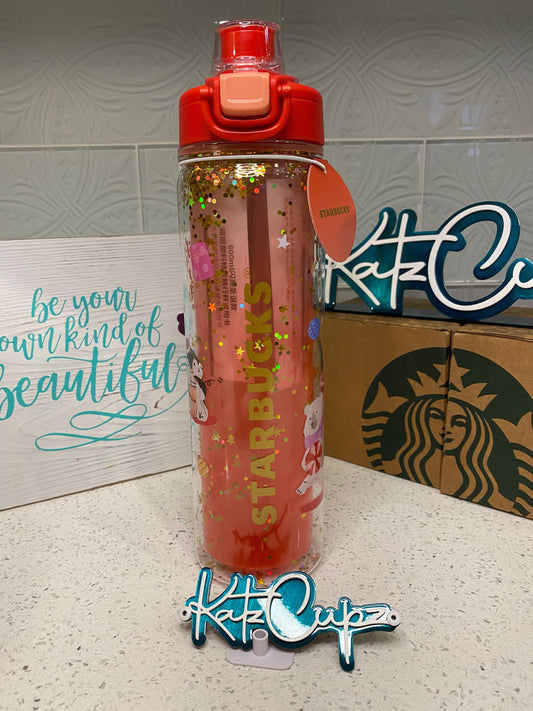 Starbucks Gradient Red Christmas Glitter Double Walled Water Bottle, China