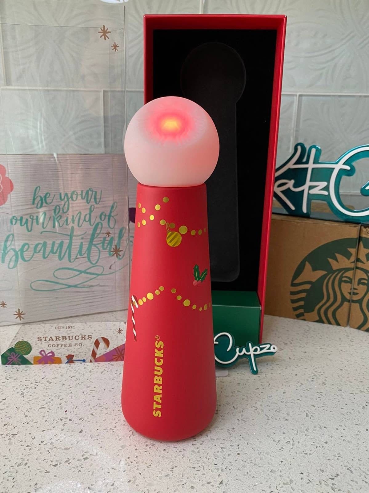 Starbuck LED Luminous Lighthouse Stainless Steel Water Bottle Gift Set, China