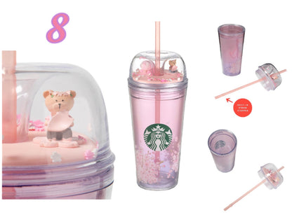 Starbucks Purple Cherry Blossom 12oz Plastic Straw Cup Dome Tumbler