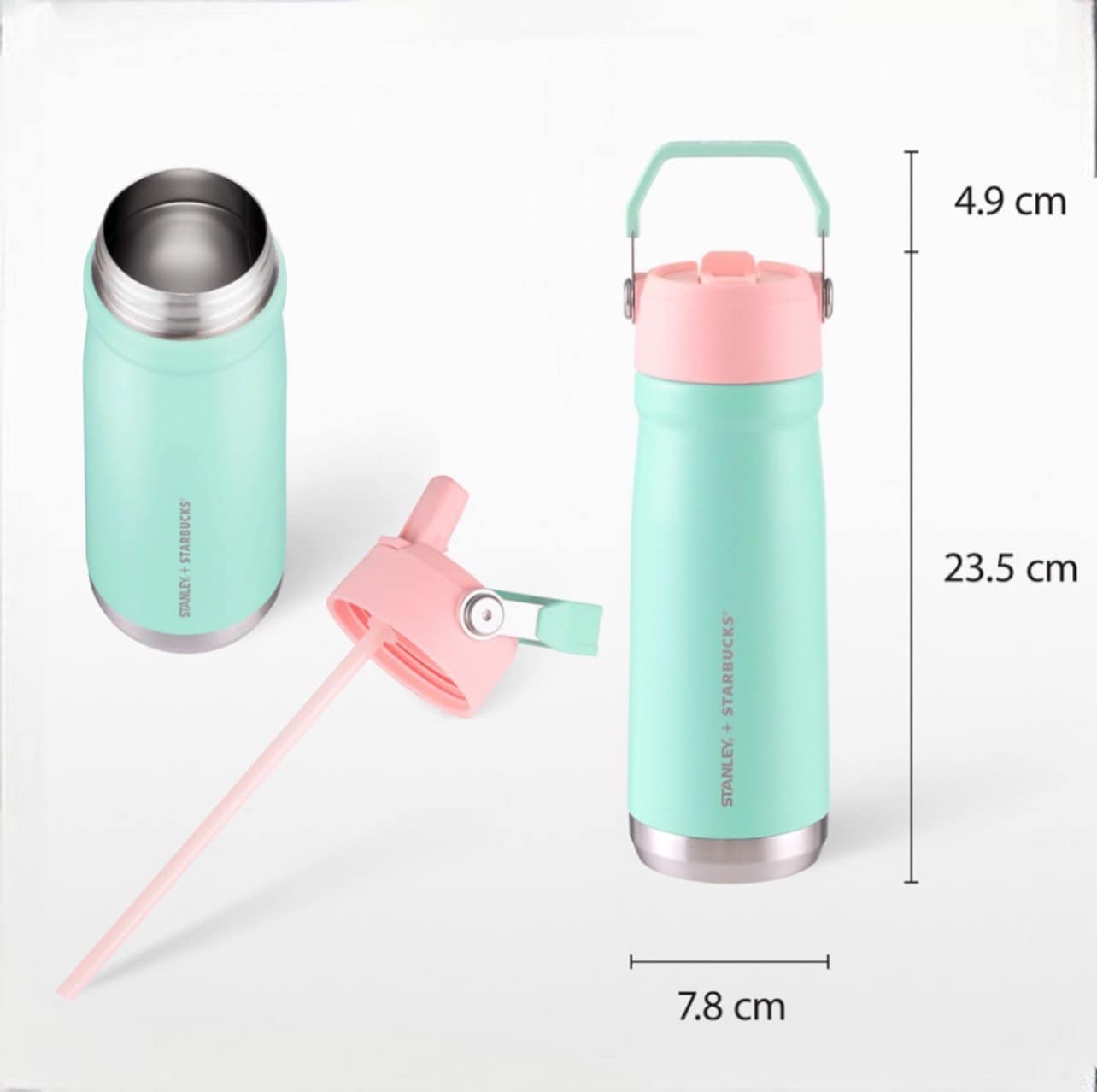 Starbucks Stanley Pastel Two-Toned Turquoise-Pink Flip Top SS Water Bottle, Thailand Exclusive